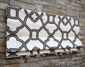 HGTV House Hunters Renovation | Flat Roman Shade Window Treatment in Geometric Print | Custom Design