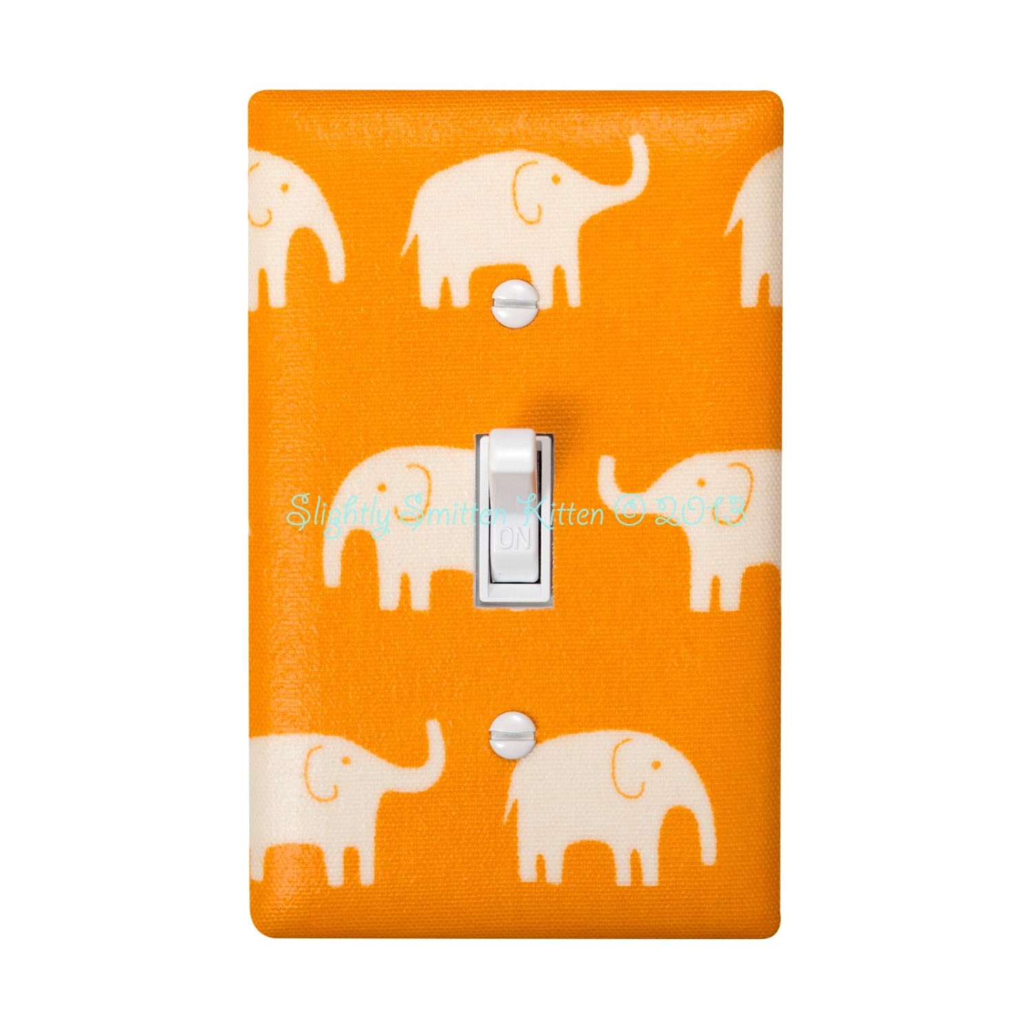 Elephant Light Switch Cover / Orange Elephants / Light