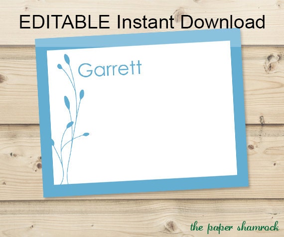 Editable Instant Download - Buds Thank you Cards, Printable Thank you Cards, Personalized Thank you Cards Il_570xn