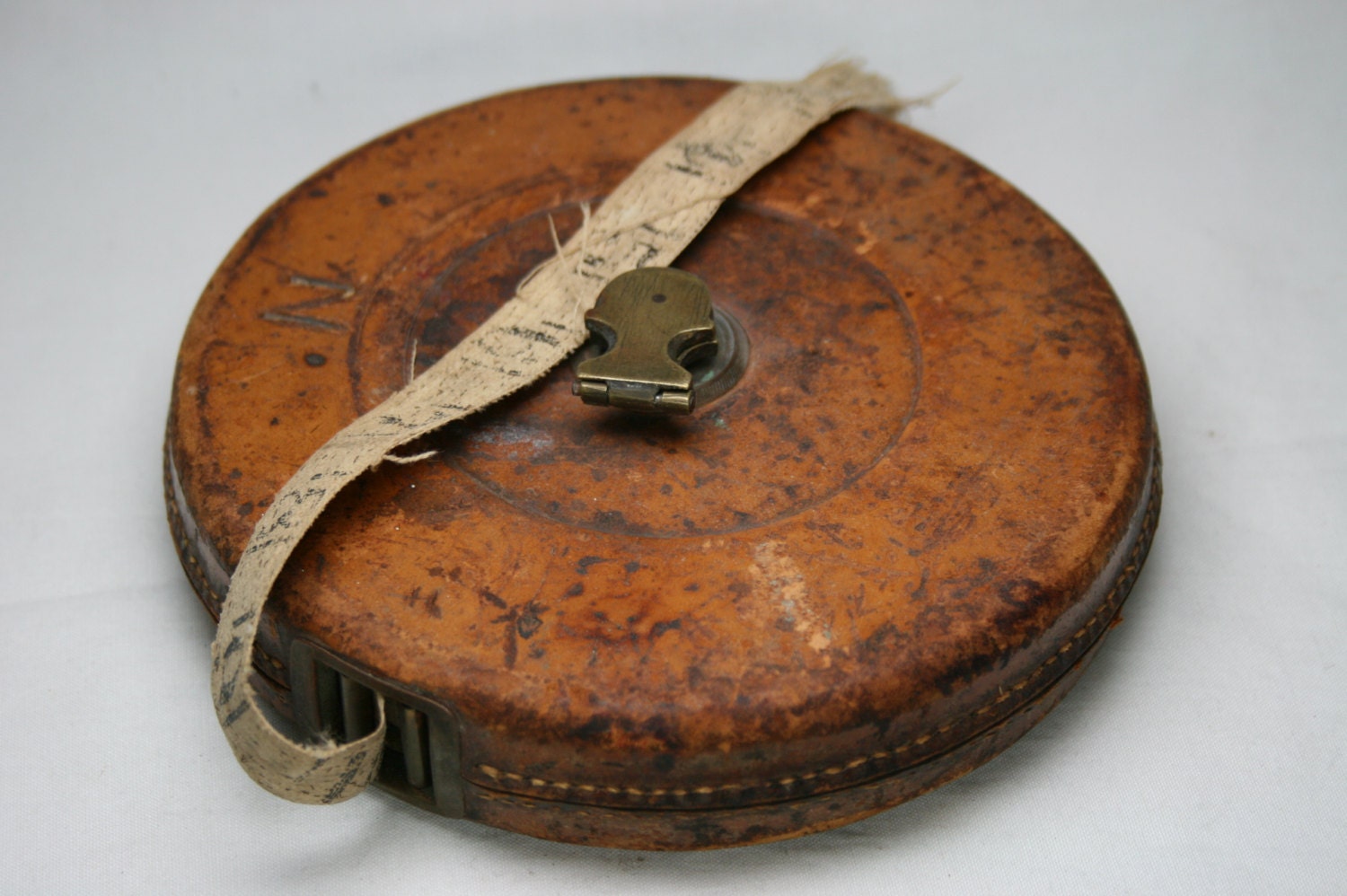Vintage Tape Measure Leather Cover Cloth Tape