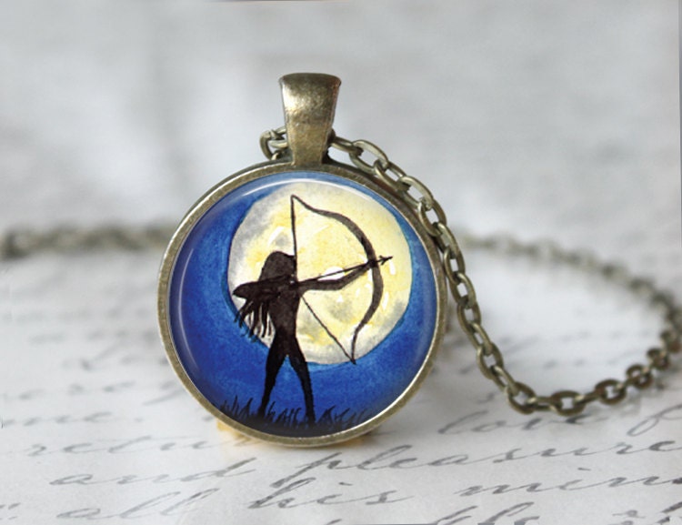Archery Necklace Art Pendant Water Color Jewelry
