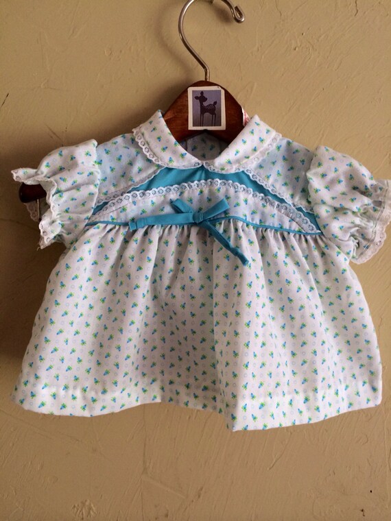 Vintage Blue Rosebud Top 0-6 months