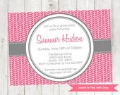 Printable Graduation Party Invitation - Graduation Themed Herringbone Invite - Colors and Text Customizable Il_170x135
