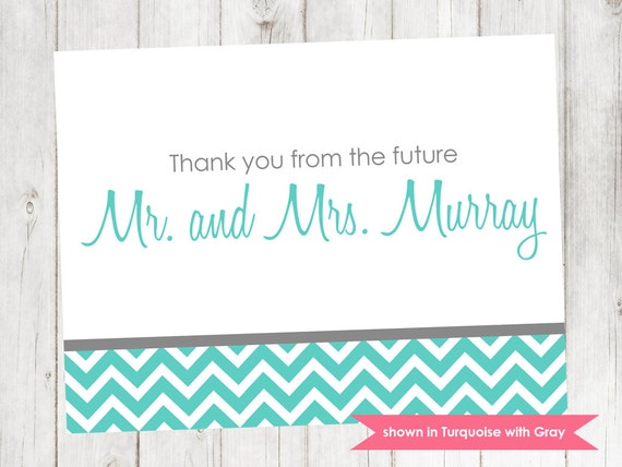 Printable Couples Shower Thank You Cards - Personalized Note Cards - Colors and Text Customizable Il_570xn