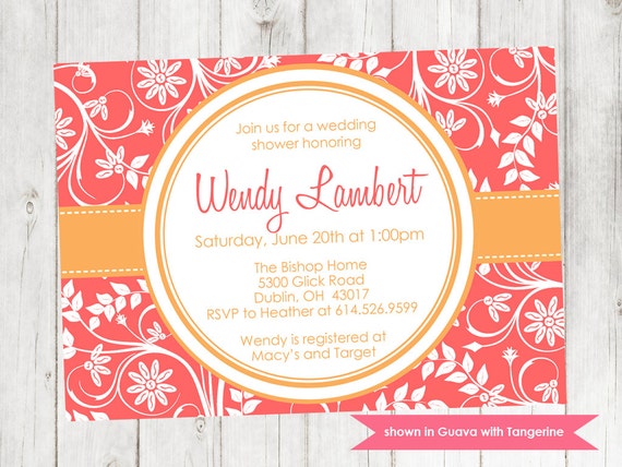 Printable Wedding Shower Invitation - Floral Shower Invite - Colors and Text Customizable Il_570xn