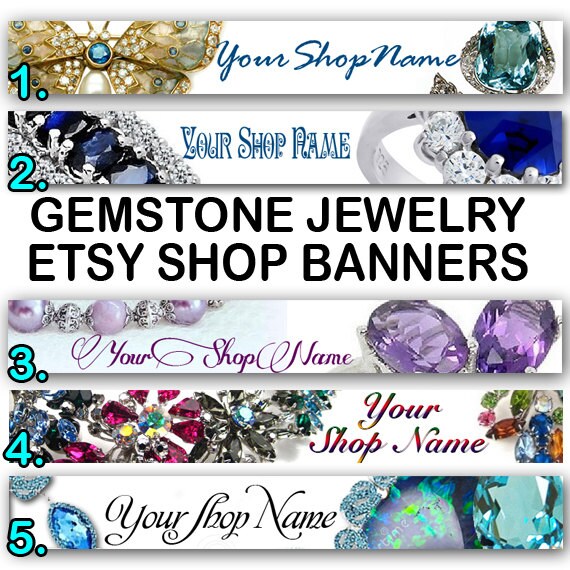 GEMSTONE Jewelry Banners NEW COVER Etsy Larger