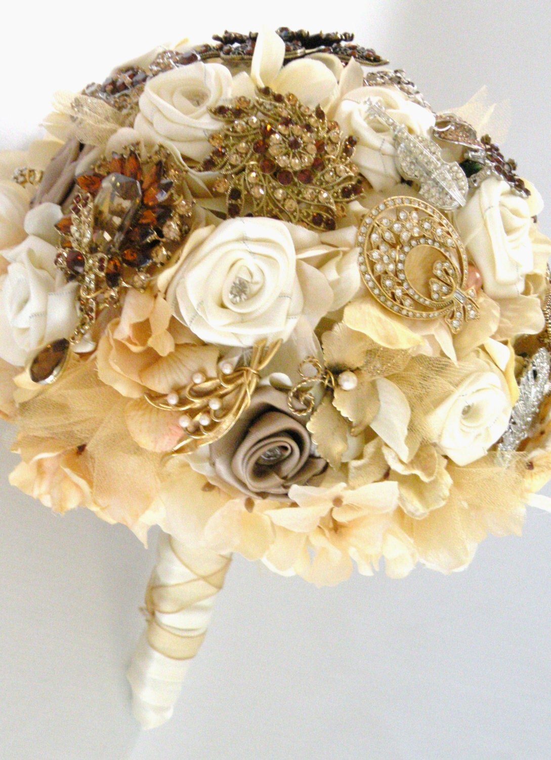 Silk Wedding BROOCH Bouquet Bridal Brooch Bouquet Silk Flower