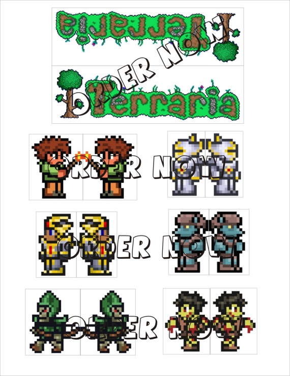 Terraria cupcake / cake toppers DIY printable pdf
