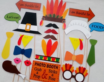 PDF - Thanksgiving Day Photo Booth Props - PRINTABLE DIY photobooth