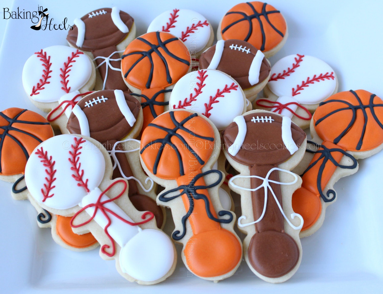 Sports Baby Rattle Decorated Cookies Baby Rattle Cookies