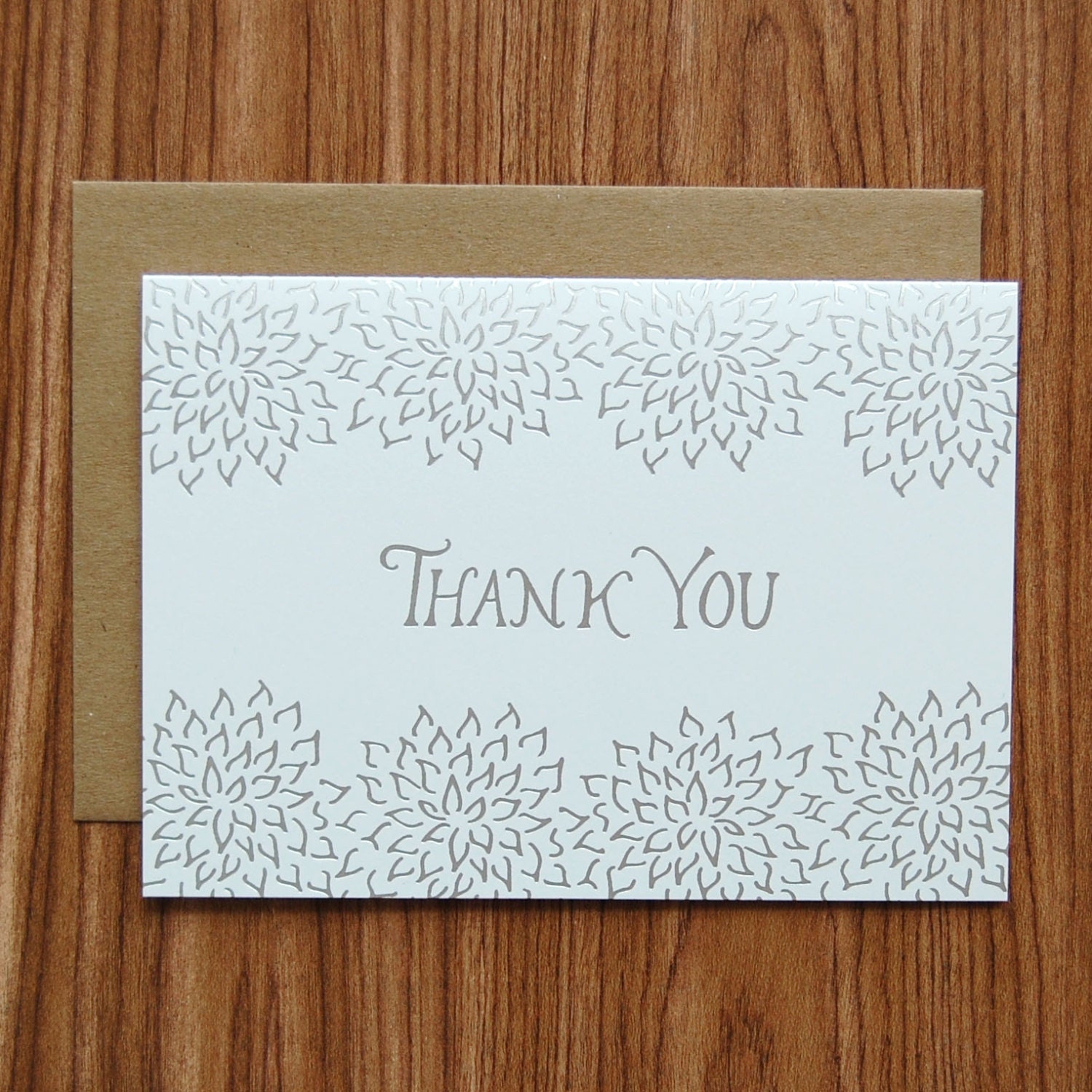 Thank You Card Silver Foil Stamped Silver Foil Cards