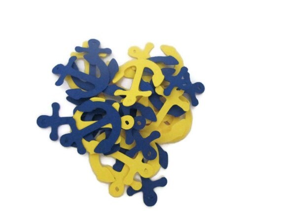 Yellow and Blue Anchor Confetti - Nautical Party, Anchor Confetti, Yellow and Navy, Anchor Weddings, Nautical Parties Il_570xn