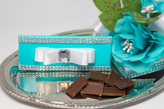 Tiffany Wedding Chocolate Favor, Tiffany Blue Wedding Decoration,Tiffany Favors, Lavish Favors, Tiffany Bridal Shower        ( Set of 12)