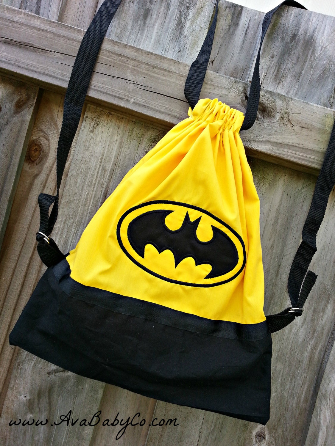 Batman Inspired Drawstring Backpack Purse by AvaBabyCo on Etsy