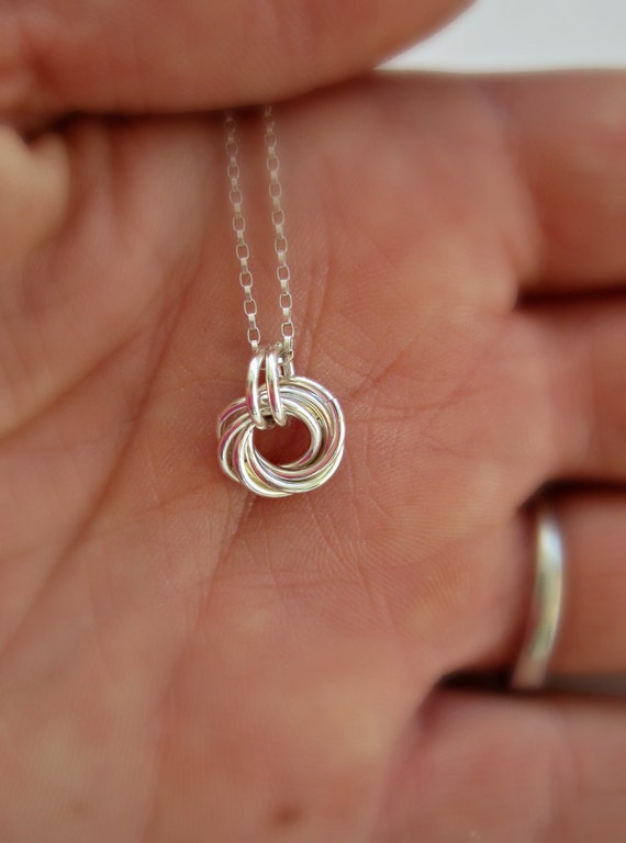 Silver Love Knot Necklace Bridesmaid Jewelry Bridal Jewelry Mother of the Bride gift Girl Friend Gift Mobius knot Tie the knot gift