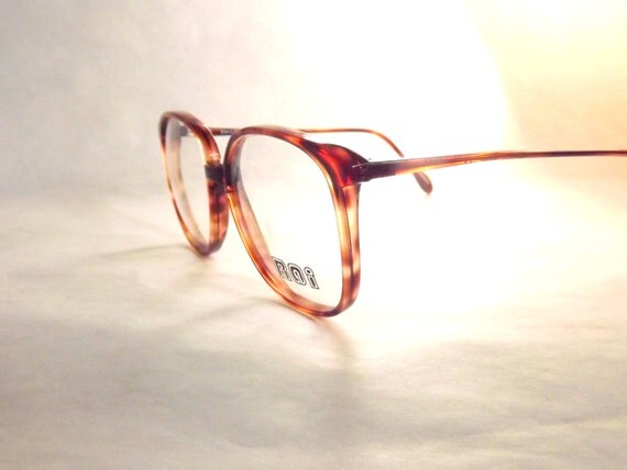 Huge Tortoise Shell Eyeglasses Vintage Preppy Brown Eyewear 