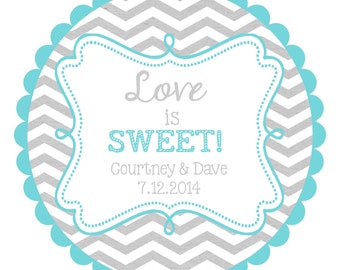 Love is Sweet- Wedding Labels- Round Labels Stickers for Wedding Favors- any colors