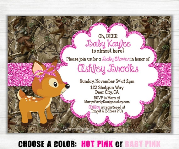 Camouflage Baby Girl Invitations 5