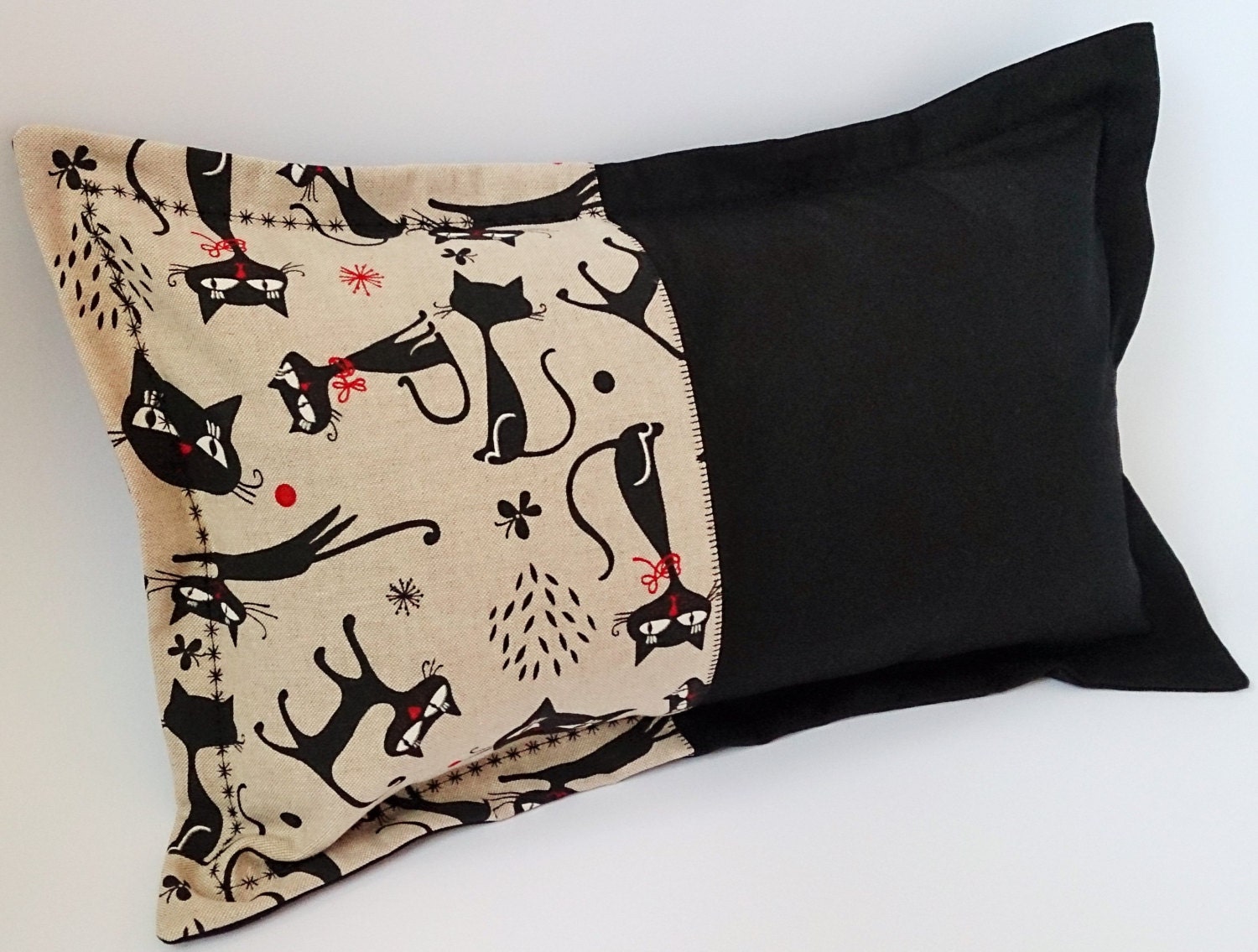 black cat cushion cover