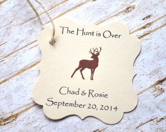 The Hunt is Over Favor Tags Wedding Favors Deer Favor Tags Hunting Wedding
