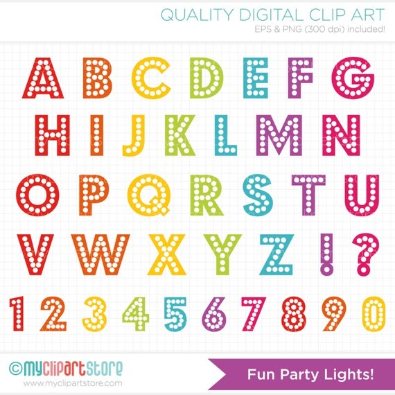 Party Lights ABC / Retro Dotted Letters / by MyClipArtStore