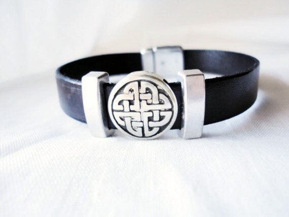 Celtic bracelet for men or women Unisex Men leather by Caotik