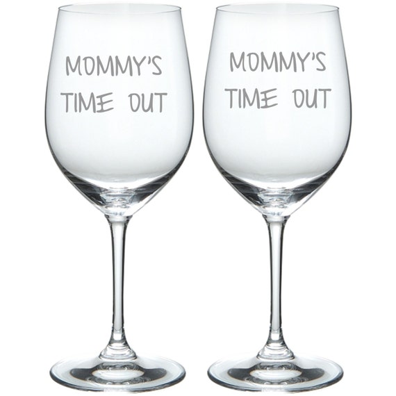 Mommy's Time Out Etched Glass Set of 2 Personalized for FREE
