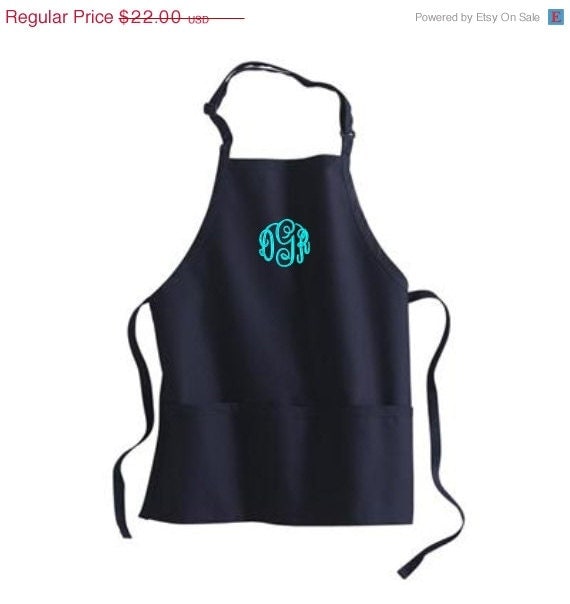 ON SALE Monogram Apron Personalized Womens Aprons 3 Pockets Great Gift. Many Colors To Choose From. - EMBROIDERED