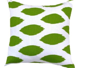 Green Pillow. Green Ikat Pillows.Green Chipper Pillow..16",17",18",20" 24" 26", Lumbar Pillow or Euro Sham