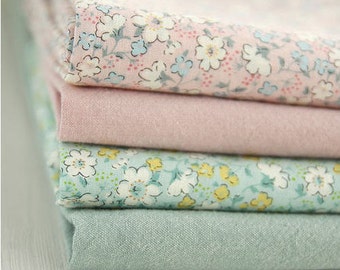 Pastel Cotton Fabric - Flowers or Solid - By the Yard 56357