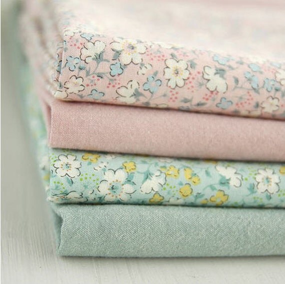 Pastel Cotton Fabric Flowers or Solid By the Yard 56357