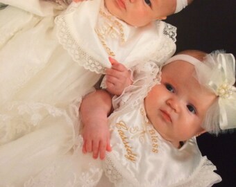 Ivory Baptism Bib - Ivory Christening Bib - Monogrammed Ivory Bib - Cross Bib - Dressy Bib - weddings Bibs - Lace Bibs - Girls Bibs- Bibs