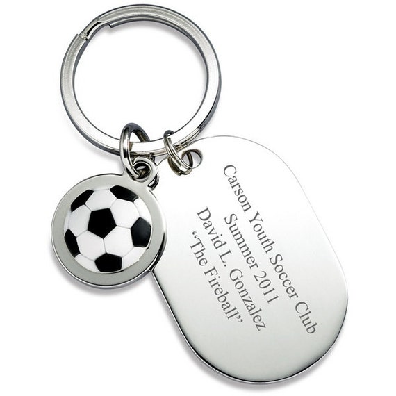 Engraved Soccer Ball Keychain