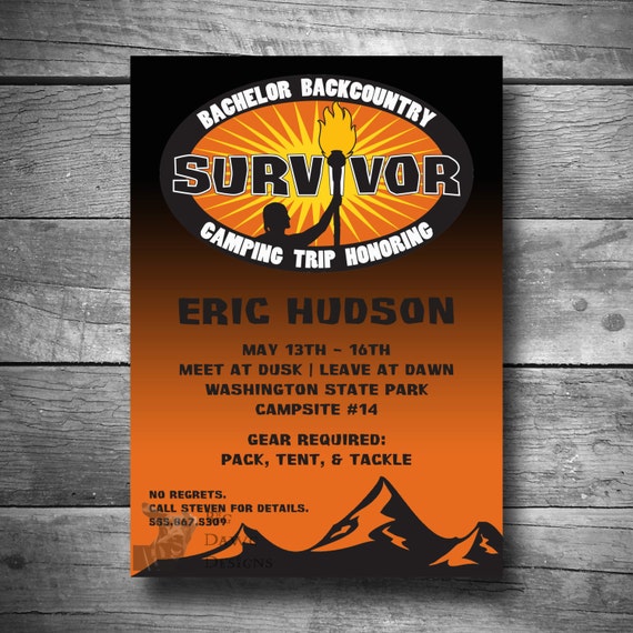 Bachelor Camping Invitation Survivor Camping Trip Invite