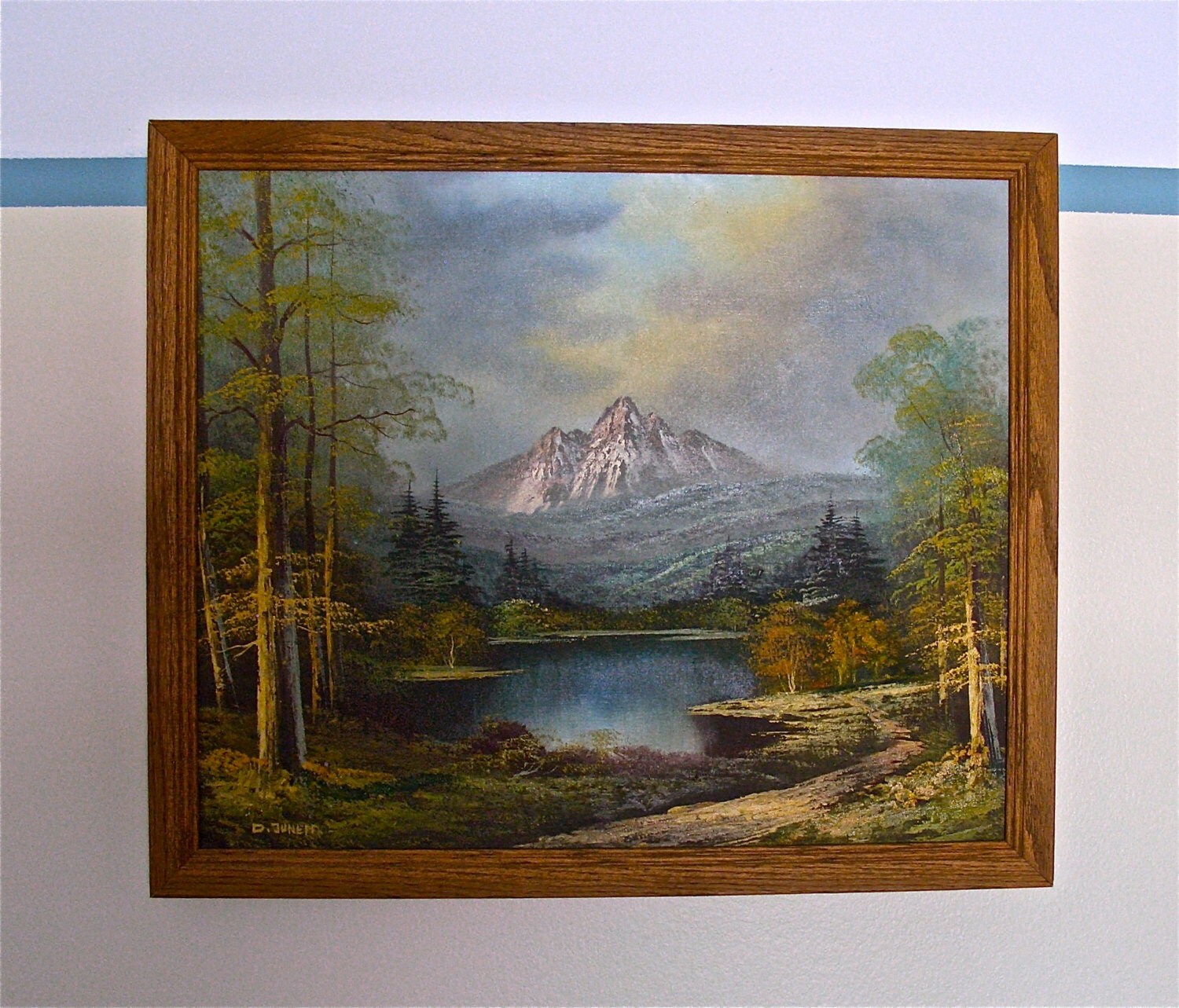 Framed Oil Painting Mountain Scene Spring Season by 653lin on Etsy