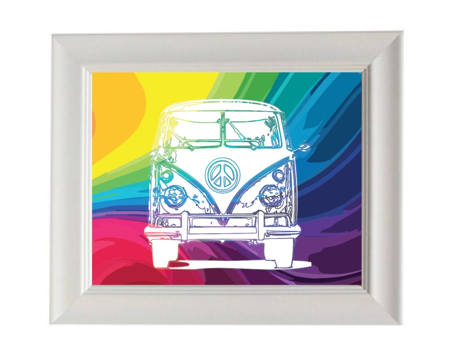 Tie Dye VW Van Hippie Gypsy Typography Art by GraysGraphicDesigns