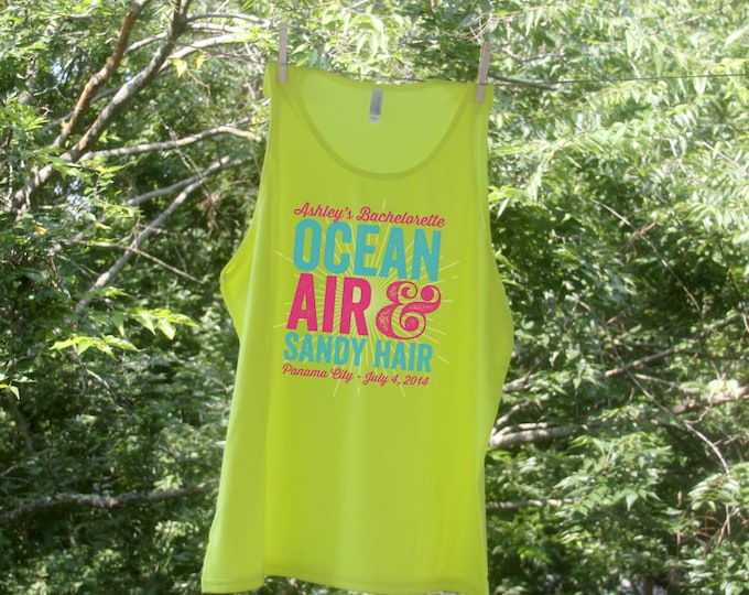Ocean Air & Sandy Hair Group Sets -Personalized Bachelorette Beach Tanks-TW