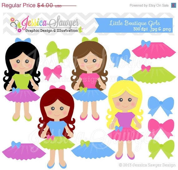 50% OFF - INSTANT DOWNLOAD, tutu clipart, boutique logo, little girl graphic, invitations, scrapbooking, character Il_570xn