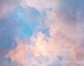 Heavenly Sky Cloudscape - Spring And Summer Nature Sunrise Sunset -Pastel Pinks & Blue - Home Decor Wall Art - Fine Art Photography Print