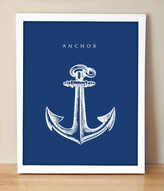 Navy Anchor Nautical Bathroom Printable