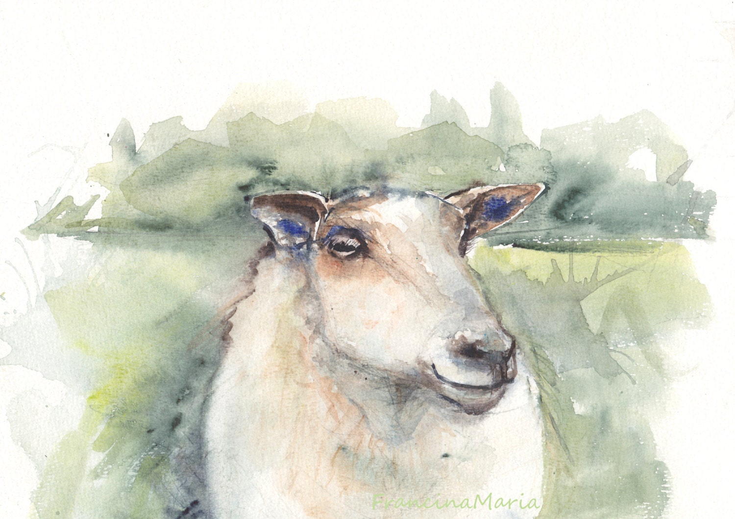 Sheep Art Sheep Watercolor painting Art Animal art Original