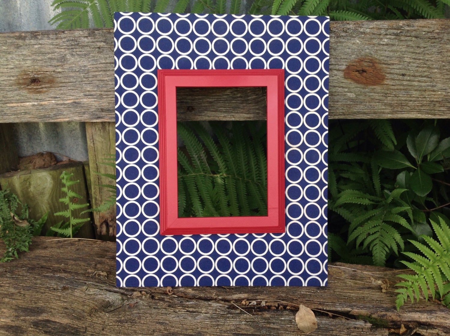 Wood Picture Frame Fabric Covered Frame Navy and by TheRedWoodBarn