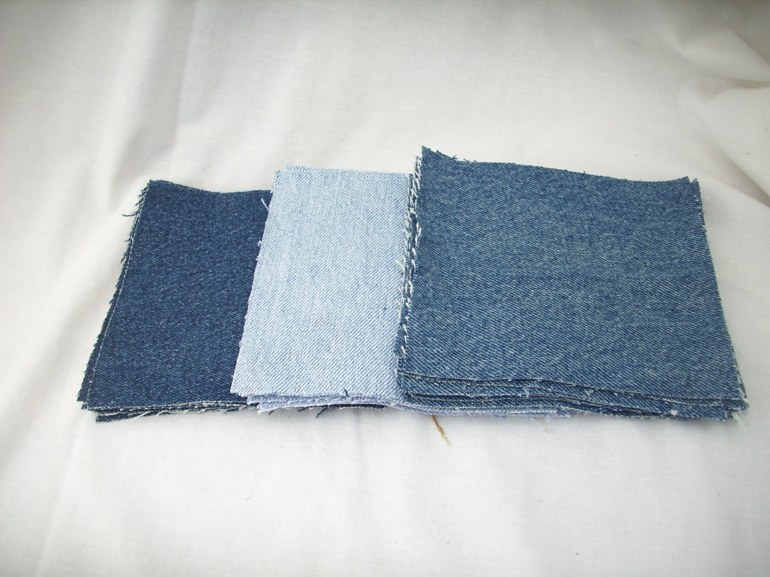 Denim Fabric Squares, Quilting Squares, Fabric Destash, Denim Scraps ...