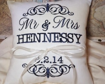 Ring Bearer Pillow,Mr. & Mrs. Ring Bearer Pillow. ring pillow, custom, personalized, wedding pillow I (RB101)