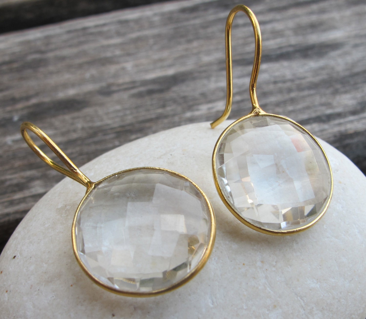 Silver Quartz Earrings Clear Quartz Earrings White Quartz by Belesas Etsy