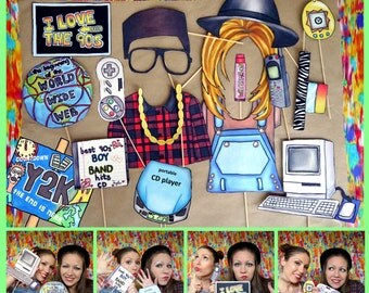 nineties photo booth props - perfect for a throw back 90s theme party or a crazy retro themed event