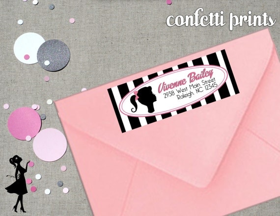 VINTAGE BARBIE Personalized Address Label Printable Il_570xn