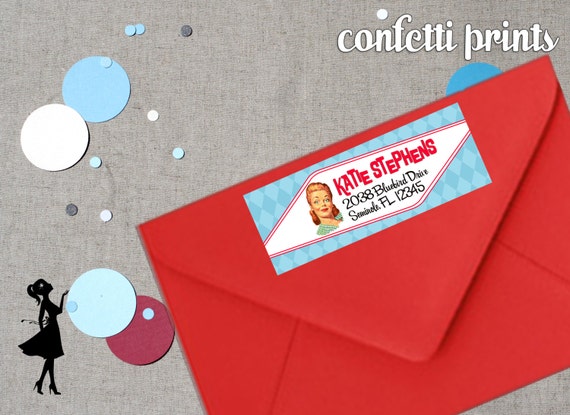 Retro Housewife Address Label - PERFECT HOUSEWIFE Printable Il_570xn