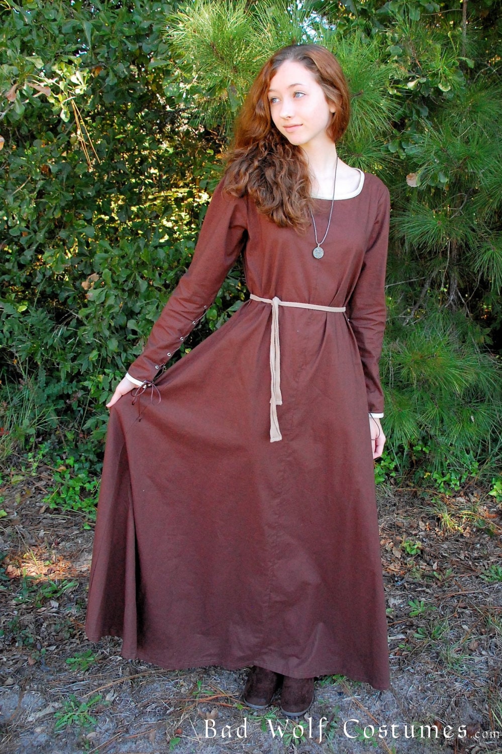 Medieval Renaissance Dress Gown Fantasy Elven peasant
 Red Medieval Peasant Dress