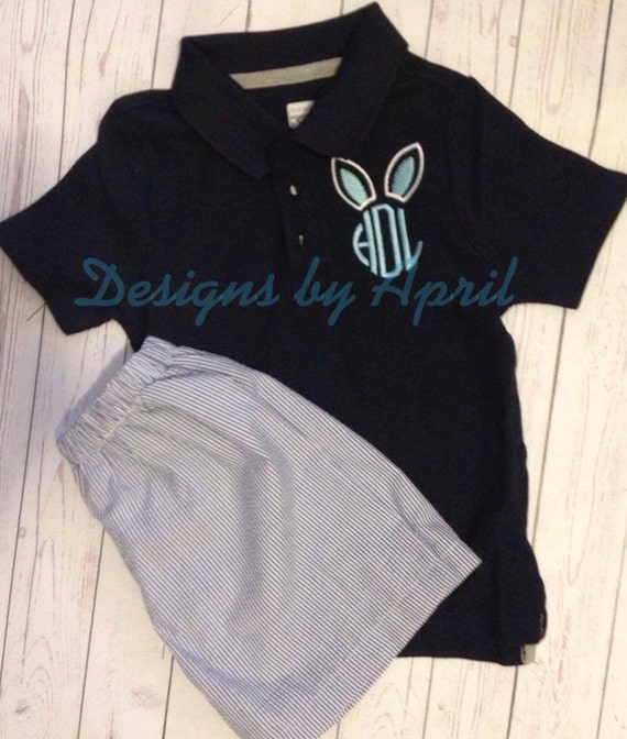 Easter Bunny Applique Polo Shirt Great for Easter Add